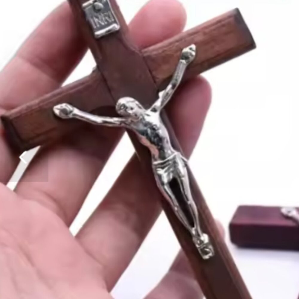 Handmade Wooden Christ Cross: Religious Wall & Tabletop Decor - NEW